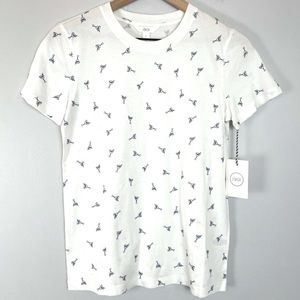 🆕 1901 White Martini 🍸 Print T-Shirt. Cotton & Modal Fabric.